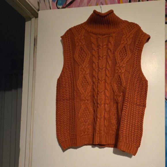 ANDTHEWHY Rusty Orange Sweater Knit Vest  M/L - Picture 4 of 4